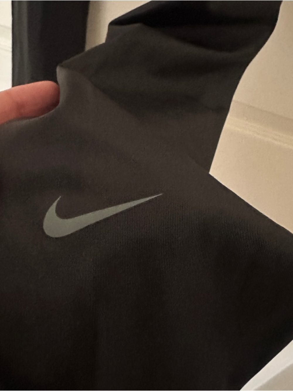 Nike Black Shine Leggings with Grey Swoosh